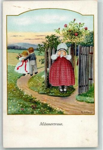 Verlag M. Munk Nr. 1263 Männertreue Junge verschwindet mit einem anderen Mädchen während er ein weinendes Kind zurück lässt