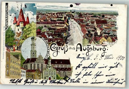 Augsburg 1900 Fünfgradturm St. Ulrichkirche