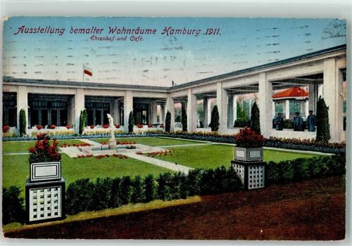 Hamburg 1911 Nr. 14 Ausstellung bemalter Wohnräume Ehrenhof + Cafe
