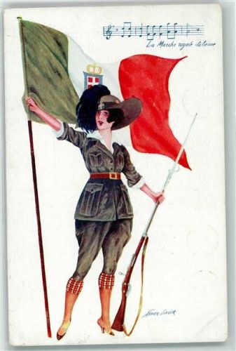 Patriotik Frau mit Fahne La Marche royale italienne