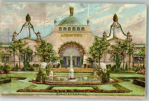 90402 W8500 Nürnberg 1906 Künstlerkarte Staatsgebäude Ausstellung des Bayr. Staates
