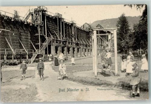 Bad Münster-Ebernburg 1908 Kinderspielplatz Gradierwerk