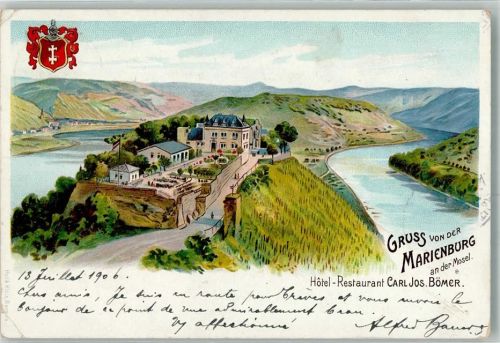 Alf 1906 Lithographie Hotel Gasthaus Carl Jos. Bömer Marienburg