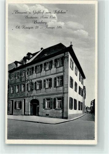 Bamberg Brauerei und Gasthaus zum Fäßchen Obere Königstraße 21 Verlag Stocker Nr. 2926