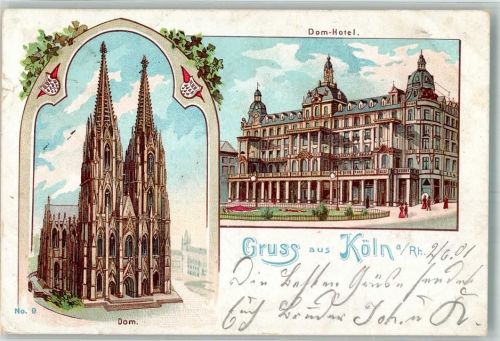 Köln Altstadt-Nord 103 1901 Lithographie Dom-Hotel