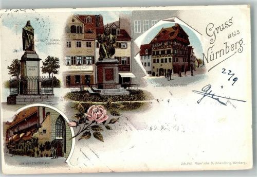 Nürnberg 1897 Albrecht Dürer Denkmal Gasthaus Bratwurstglöcklein Albrecht Dürer Haus