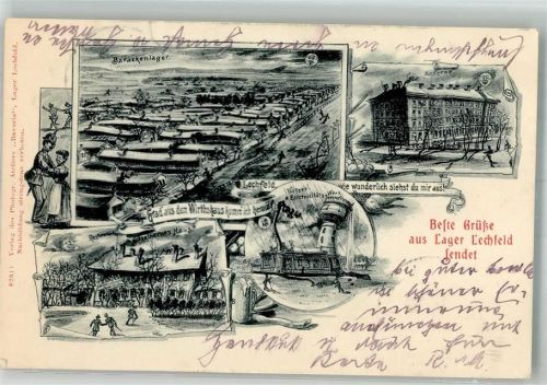 Lager Lechfeld 1904 Kaserne Wasserturm Gasthaus Humor Adelskorrespondenz