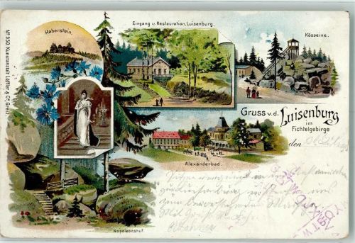95632 W8592 Wunsiedel 1899 Lithographie Luisenburg Alexanderbad Napoleonshut Haberstein Kösseine