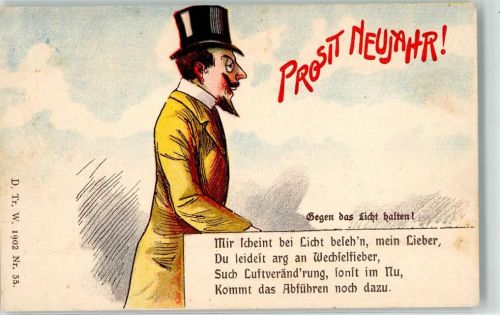 1900 Verlag D. Tr. W. 1902 Nr. 35 Humor Neujahr