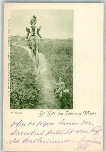 1900 Von. O. Bluhm , Damenfahrrad All Heil vom Fels zum Meer, Amor Verlag Ackermann Nr. 83 Adelskorrespondenz