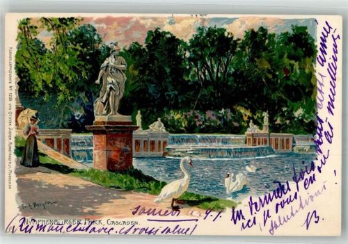München 1899 Nr. 1236 sign. Fritz Bergen Nymphenburger Park Adelskorrespondenz