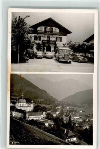 Ettal Kloster Gasthaus zur Post VW T1 Motorrad Oldtimer Omnibus