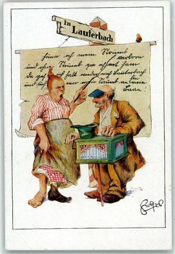 W6420 Lauterbach Hessen sign. Geilfus Hab mein Strumpf verloren Verlag Mandt N 0024 Drehorgel Gebrauchsspuren