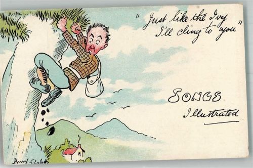 sign. Harry Parlett Bergsteiger Humor Songs Illustrated Comic Künstlerkarte