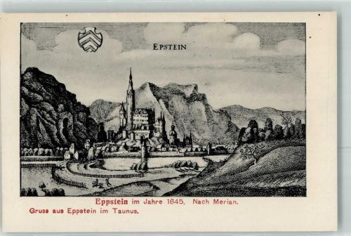 65817 W6239 Eppstein , Taunus - Stich nach Merian im Jahre 1645 Wappen