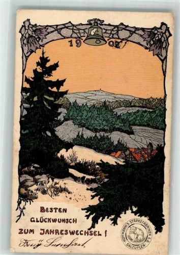 1908 Neujahr Landschaft Glocke