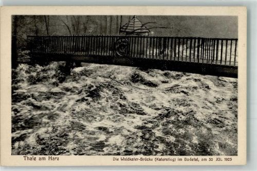 Thale Hochwasser Katastrophe Waldkater Brücke Katerstieg im Bodetal 30. Dezember 1925 Foto Hermann Leiste