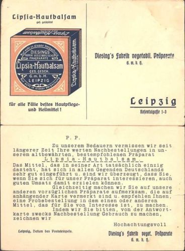 Leipzig Lipsia Hautbalsam Diesings Fabrik