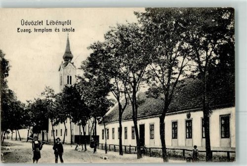 Lebeny 1917 Ev. Kirche u. Schule