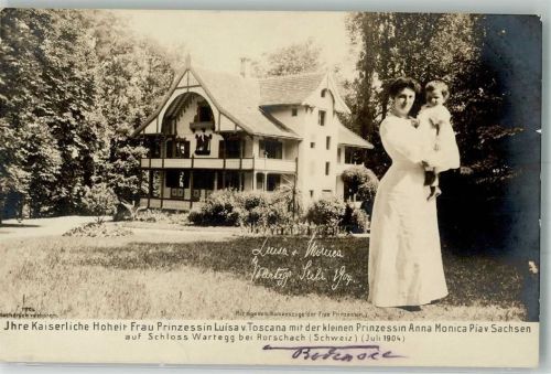 Rorschach Prinzessin Luisa von Toscana mit Prinzessin Anna Monica Pia von Sachsen auf Schloss Wartegg Adel Sachsen 1904 Gebrauchsspuren
