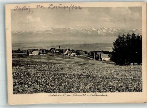 Oberwihl Original aufmontierte Verlagsmusterkarte m. Alpenkette