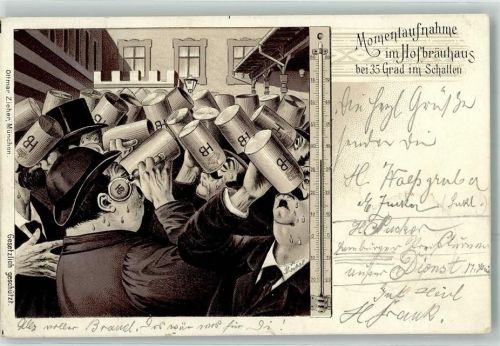 1898 Momentaufnahme Hofbräuhaus Bierkrug Thermometer