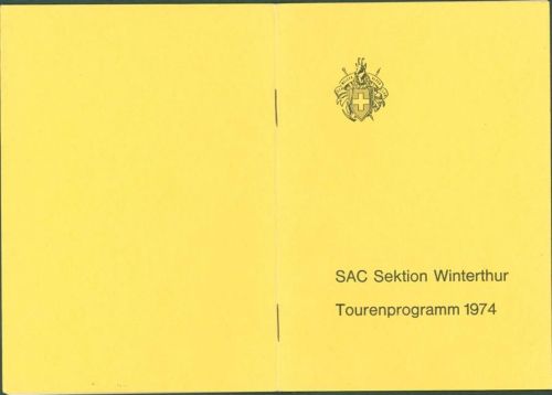 Winterthur Tourenprogramm 1974 SAC Heft 20 Seiten