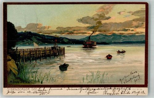 Starnberg 1903 See mit Dampfer Zieher, Ottmar Nr.