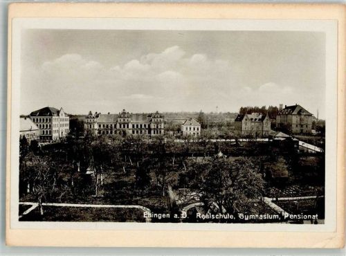 Ehingen Realschule Gymnasium Pensionat Original aufmontierte Verlagsmusterkarte
