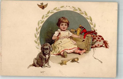 1900 Serier 1001 sign. WF Spielzeug Puppen Hund