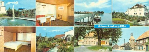 Schnackenburg Pension Haus Neu-Warnsdorf Innen-und Aussenansicht Sonnenschirm