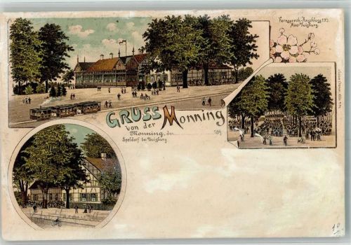 Speldorf 1900 Lithographie Monning Straßenbahn
