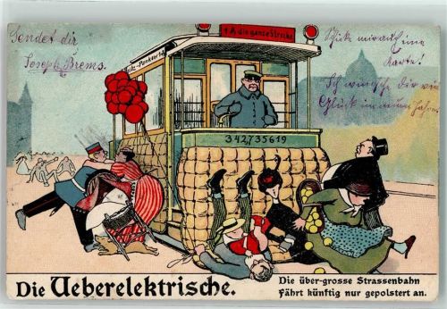 Die Ueberelekrische Straßenbahn Humor Ueberkartl Judaika? Humor Gebrauchsspuren