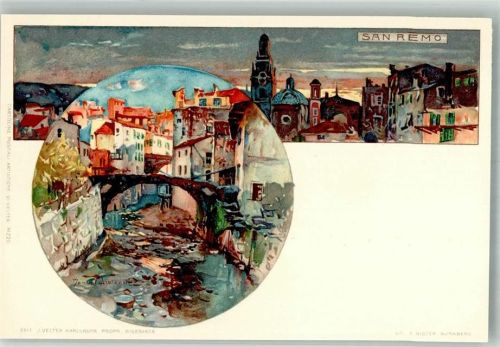 San Remo Verlag Velten Nr. 220 + Adelskorrespondenz Wielandt, M. 1899 Lithographie / Künstlerkarte