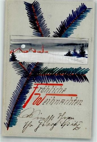 1911 Weihnachten Tannenzweig Landschaft