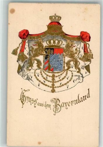 Bayernland Löwen und Krone Wappen Prägedruck