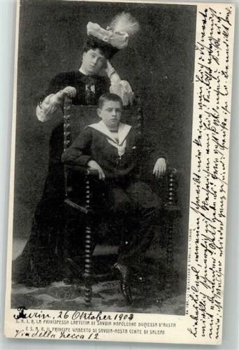 Torino 1903 Prinzessin Laetitia di Sovoia Napoleone Duchessa Aosta und Principe Umberto Adelskorrespondenz