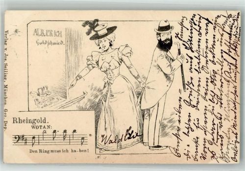 1897 Alb. Erich Goldschmid Schaufenster Verlag Seiling Noten Rheingold Wotan: Den Ring muß ich haben Adelskorrespondenz