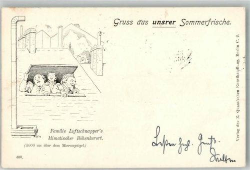 1898 Gruss aus der Sommerfrische Familie Luftschnapper Humor + Adelskorrespondenz