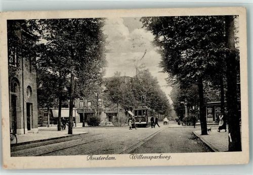 Amsterdam 1922 Willemsparkweg Straßenbahn Nr. 196