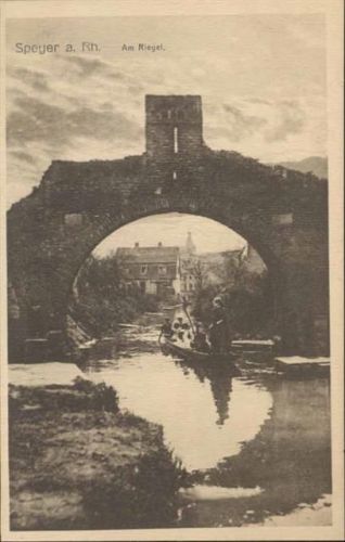 um 1920/30 Speyer, Am Riegel, Fluß,August Baumgärtner AKU1