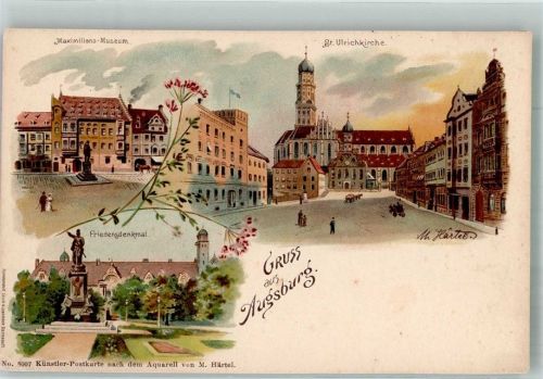 Augsburg sign. Härtel Maximilians-Museum St. Ulrichskirche Friedensdenkmal Verlag Lautz & Isenbeck No. 6007