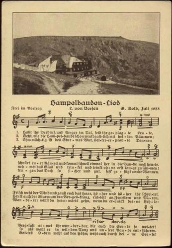 um 1920/40 Hampelbauden-Lied, L. von Versen. Noten. AKU1