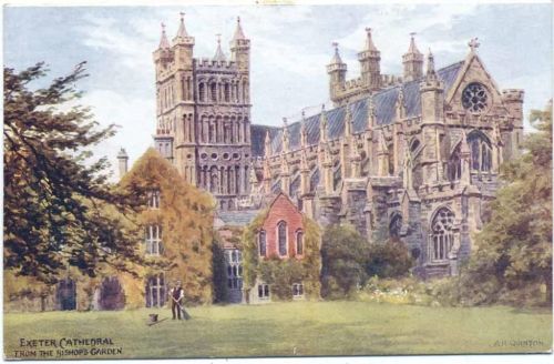 1930 England, Exeter Cathedrale, From the Bishops Garden,J. Salmon Ltd.