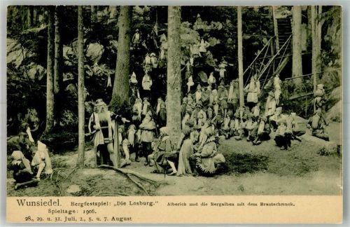 95632 W8592 Wunsiedel 1906 Foto AK Bergfestspiel Die Losburg 1906 Alberich und die Bergalben mit dem Brautschmuck