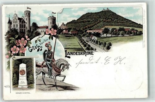 Görlitz 1900 Landeskrone Körner-Denkmal Ritter Pferd Burg