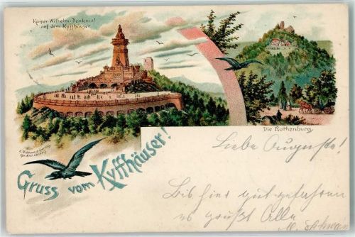 Kyffhäuser 1897 Kaiser Wilhelm Denkmal Rothenburg Vogel Rabe
