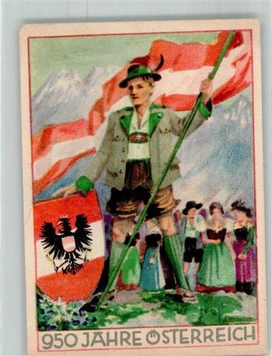 Wien 1. Bezirk, Innere Stadt 950 Jahre Österreich Tracht Wappen Fahne Motiv Österreich Lithographie / Künstlerkarte