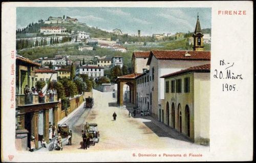 1905 Firenze, Italien, S. Domenico e Panorama di Fisole, Nr. 4374, Künstler-AK,Dr. Trekler Co.