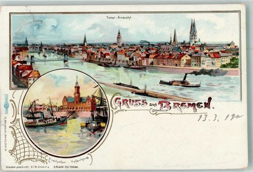 Bremen 1900 Freihafen Hafenhaus